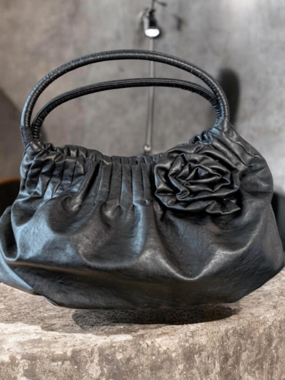American Eagle By Payless Black Floral Accent Shoulder Bag